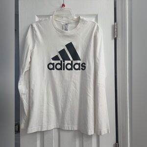 Adidas Cream Long Sleeve Tee with Black Logo